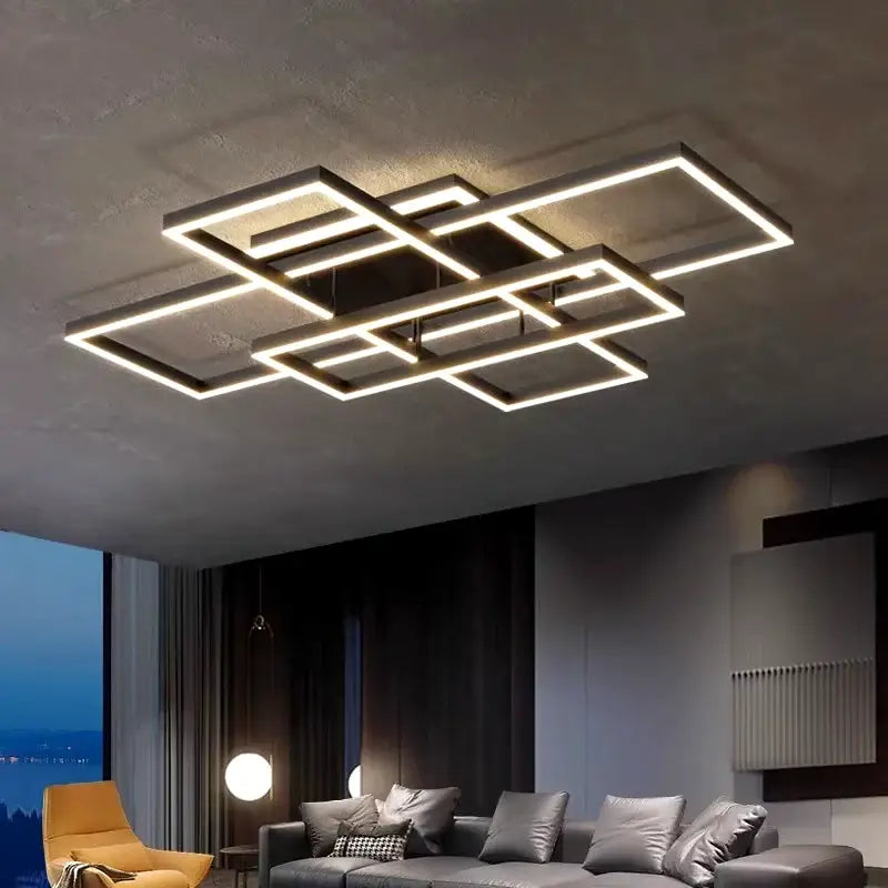 Modern geometric led ceiling lights bedroom rectangular decor
