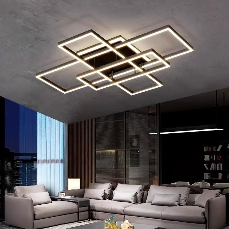 Modern geometric led ceiling lights bedroom rectangular decor
