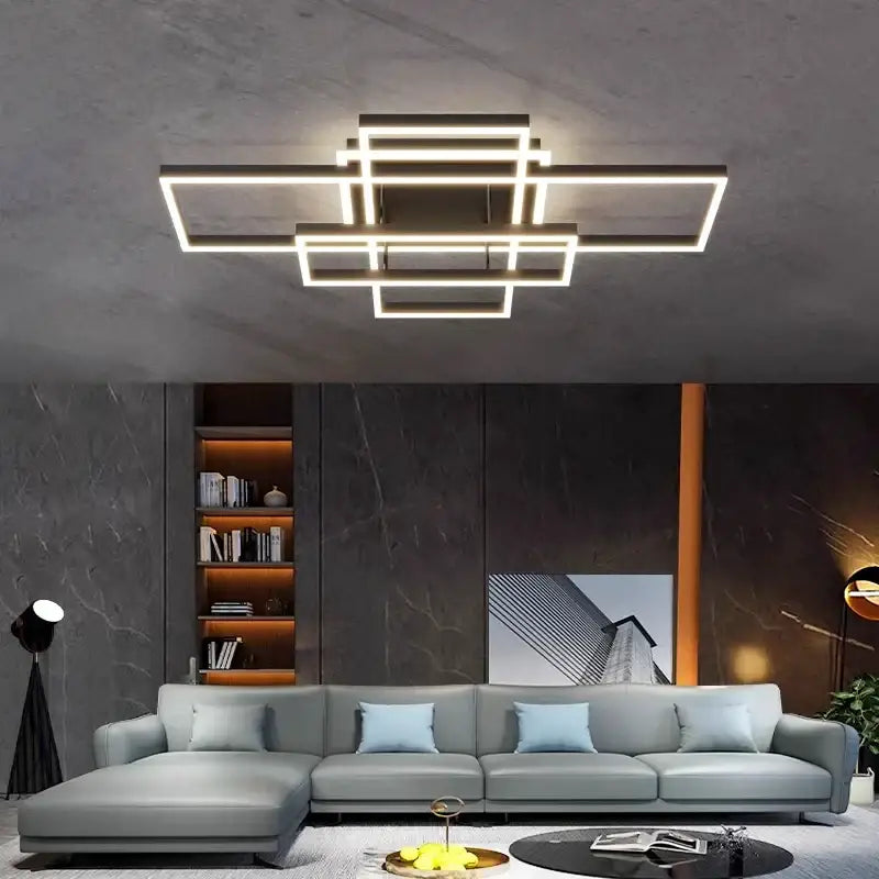 Modern geometric led ceiling lights bedroom rectangular decor