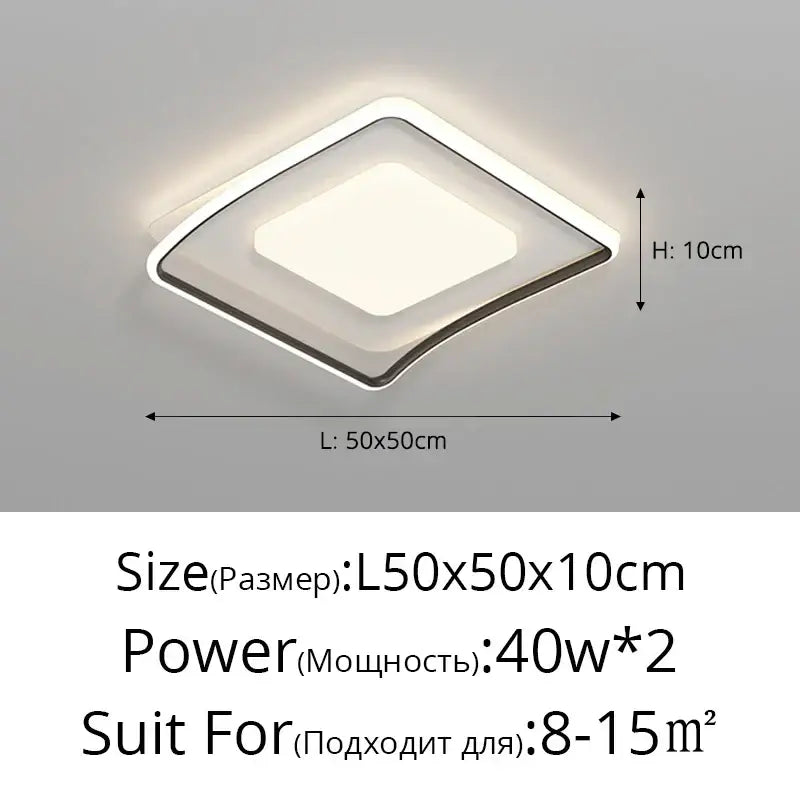Modern white & gold square led ceiling lights for living room