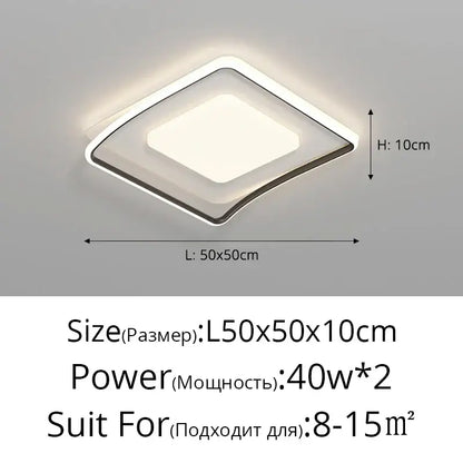 Modern white & gold square led ceiling lights for living room