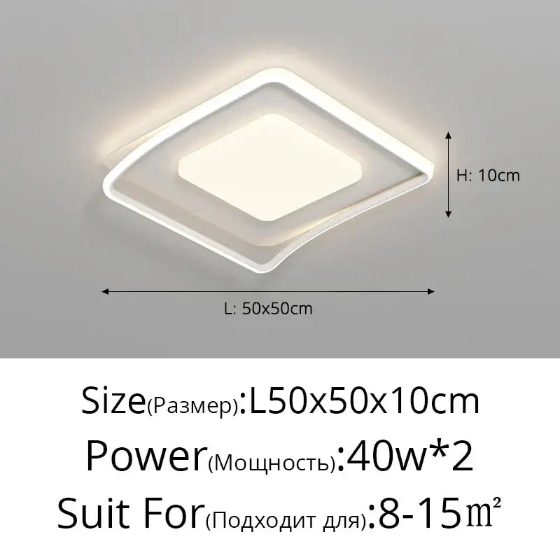 Modern white & gold square led ceiling lights for living room