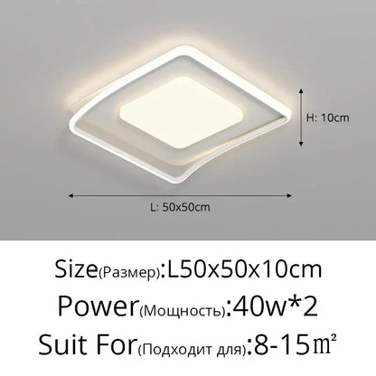 Modern white & gold square led ceiling lights for living room