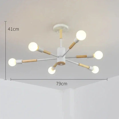Modern white & wood led ceiling lights for living room
