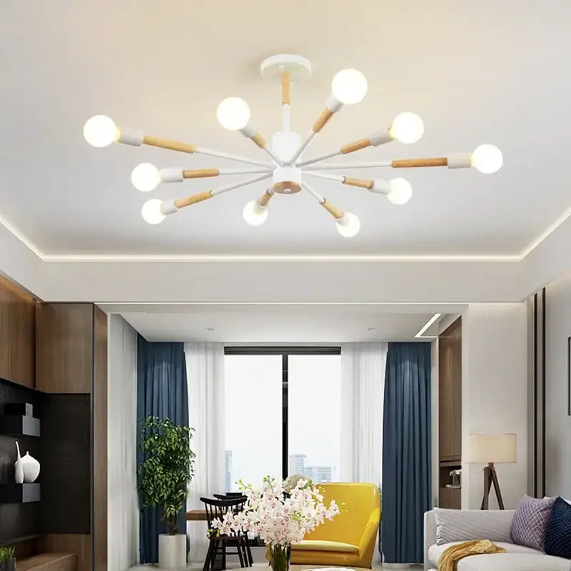 Modern white & wood led ceiling lights for living room