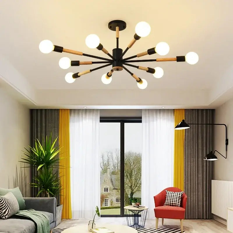 Modern white & wood led ceiling lights for living room