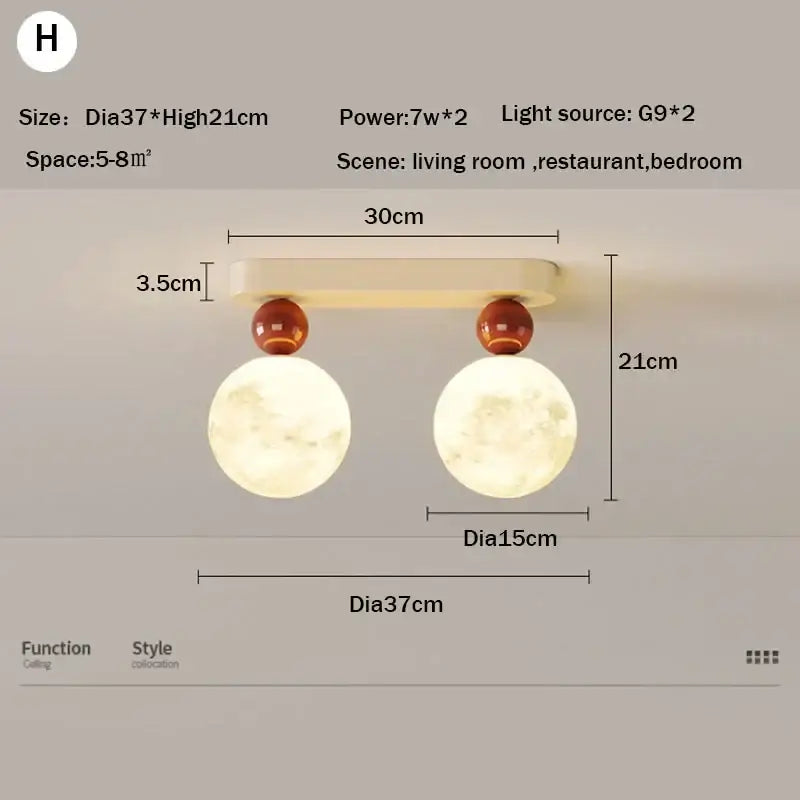 Modern cream led ceiling moon wall lamp bedroom lighting fixture