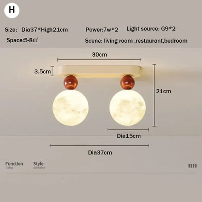 Modern cream led ceiling moon wall lamp bedroom lighting fixture