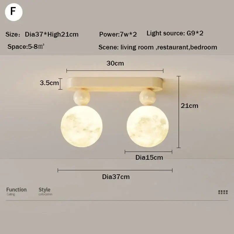 Modern cream led ceiling moon wall lamp bedroom lighting fixture