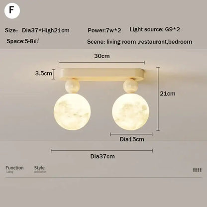 Modern cream led ceiling moon wall lamp bedroom lighting fixture