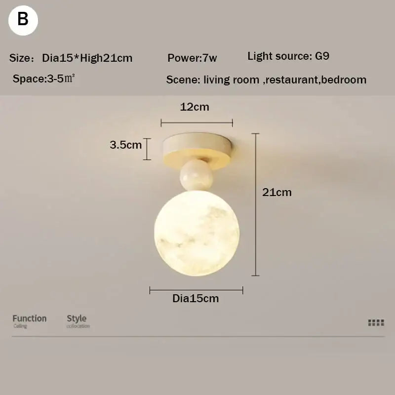 Modern cream led ceiling moon wall lamp bedroom lighting fixture