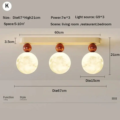 Modern cream led ceiling moon wall lamp bedroom lighting fixture