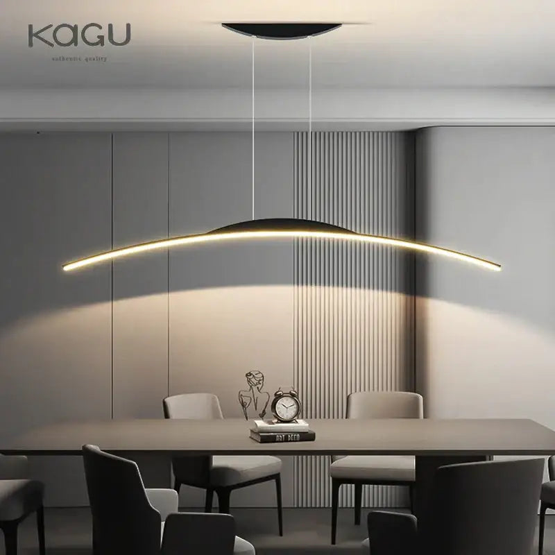 Modern black curved led ceiling pendant lamp for dining room