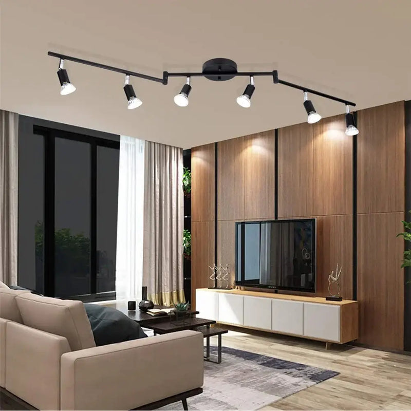 Modern black 5-light ceiling spotlight chandelier for living room