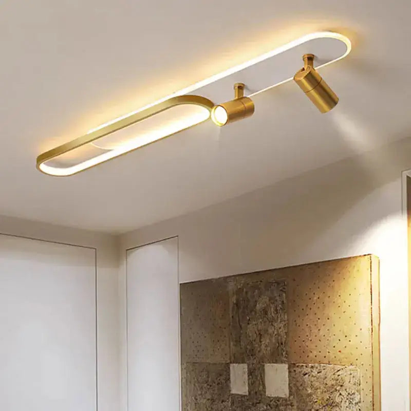 Modern gold curved led ceiling spotlights for living room
