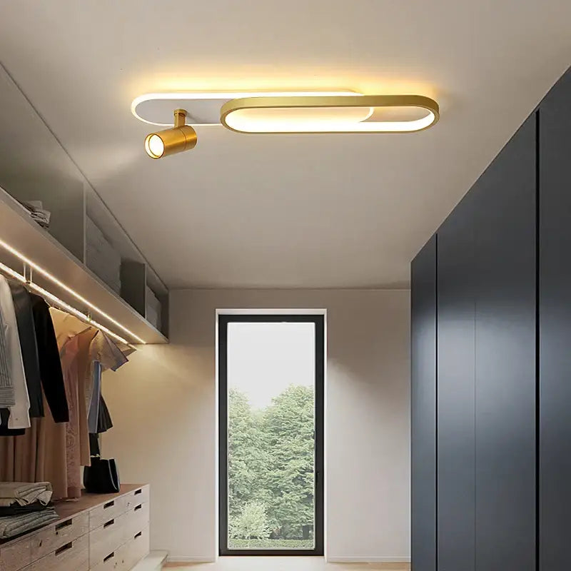 Modern gold curved led ceiling spotlights for living room