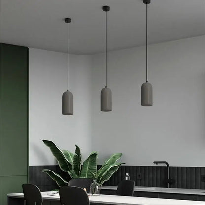 Industrial gray & white led cement chandelier bedroom pendant light