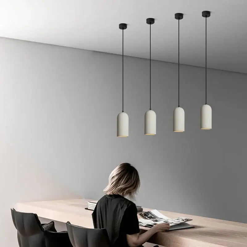 Industrial gray & white led cement chandelier bedroom pendant light