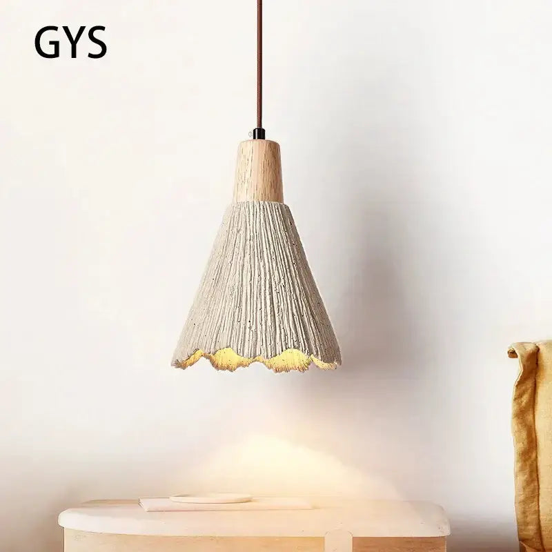 Wabi-sabi cream led cement pendant lamp dining room gold trim