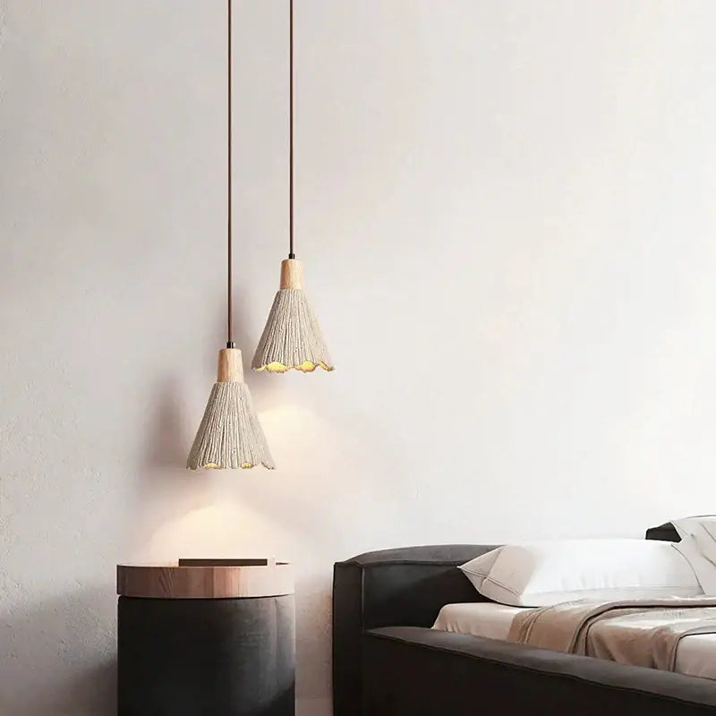 Wabi-sabi cream led cement pendant lamp dining room gold trim