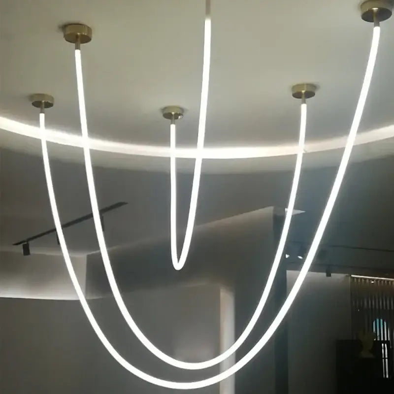Modern minimalist brass led chandelier dining room pendant light