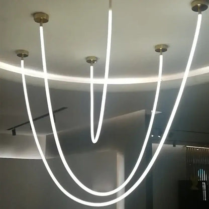 Modern minimalist brass led chandelier dining room pendant light
