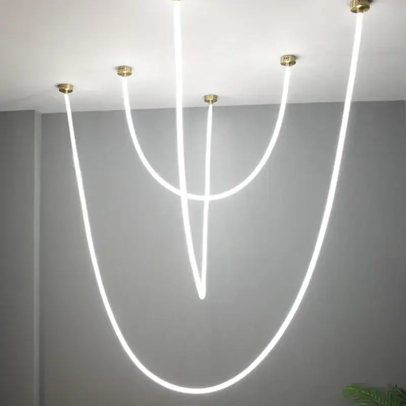 Modern minimalist brass led chandelier dining room pendant light