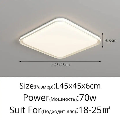 Modern white rectangular led chandelier for living room soft light