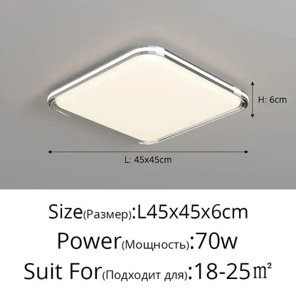 Modern white rectangular led chandelier for living room soft light