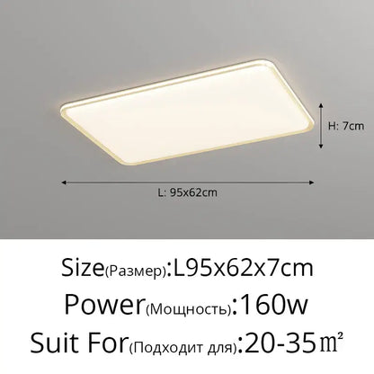 Modern white rectangular led chandelier for living room soft light