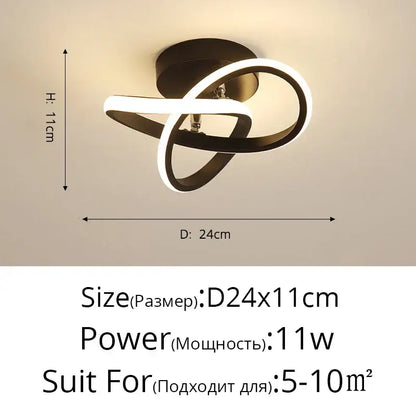 Modern intertwined led chandelier black & white living room light