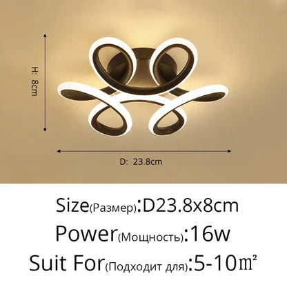 Modern intertwined led chandelier black & white living room light