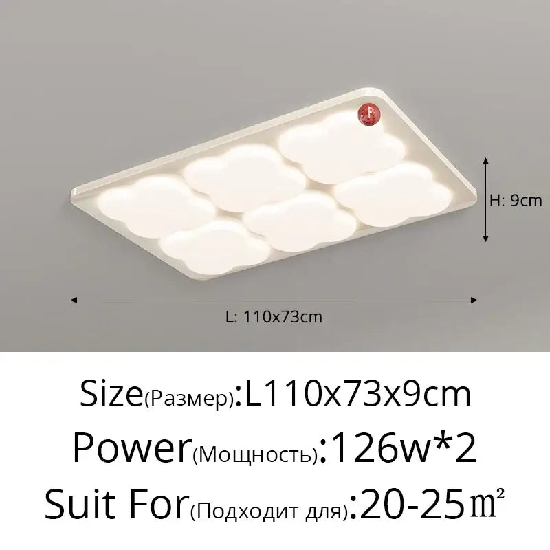 Modern rectangular white cloud led chandelier ceiling light bedroom