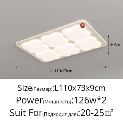 Modern rectangular white cloud led chandelier ceiling light bedroom