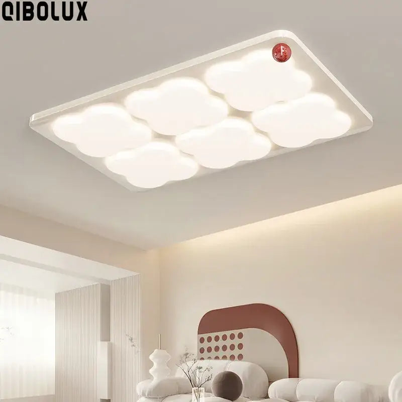 Modern rectangular white cloud led chandelier ceiling light bedroom