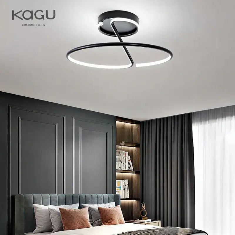 Modern black circular led chandelier for living room ceiling lighting