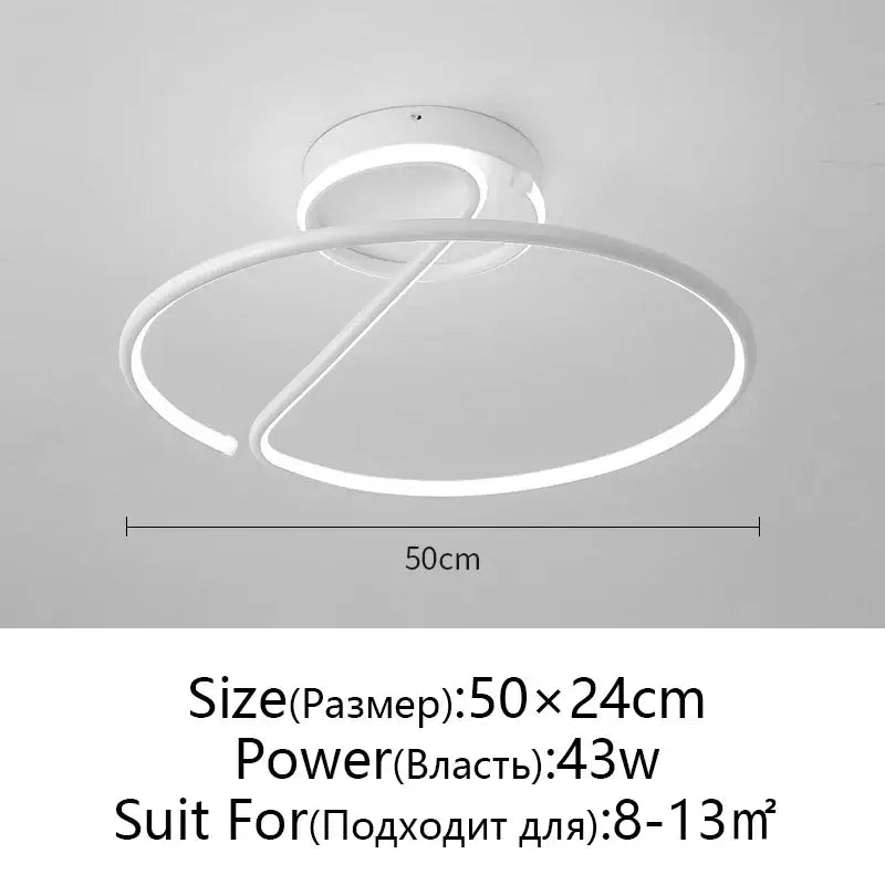 Modern black circular led chandelier for living room ceiling lighting