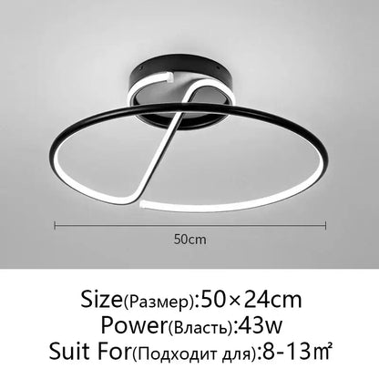 Modern black circular led chandelier for living room ceiling lighting