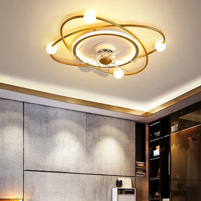 Modern black metal chandelier electric fan living room light