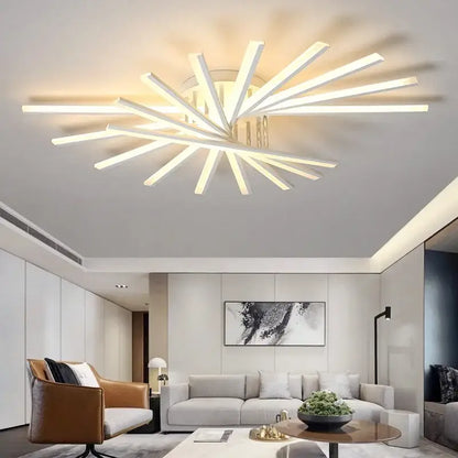 Modern starburst white led chandelier – living room fan