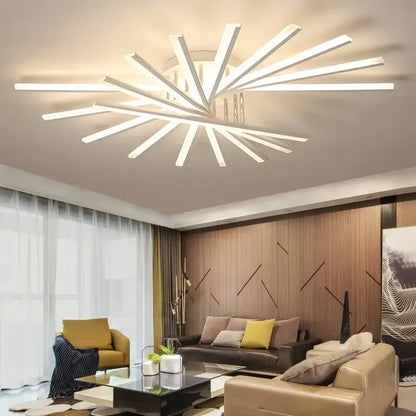 Modern starburst white led chandelier – living room fan