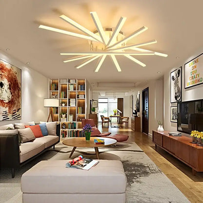 Modern starburst white led chandelier – living room fan