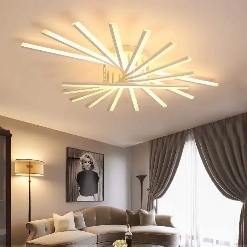 Modern starburst white led chandelier – living room fan