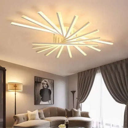Modern starburst white led chandelier – living room fan