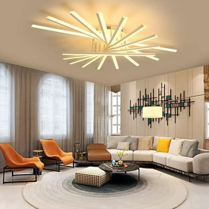 Modern starburst white led chandelier – living room fan