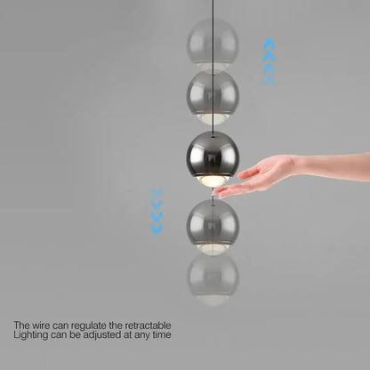 Modern chrome led chandelier bedroom spherical pendant light