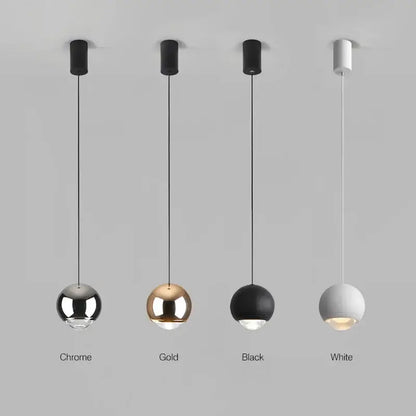 Modern chrome led chandelier bedroom spherical pendant light