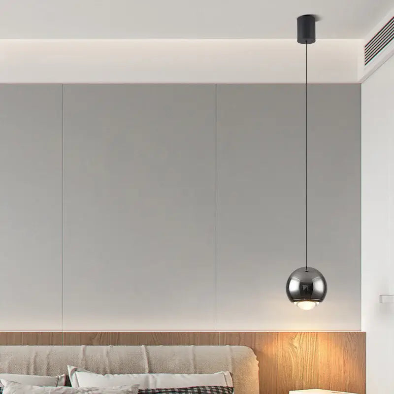 Modern chrome led chandelier bedroom spherical pendant light