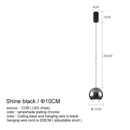 Modern chrome led chandelier bedroom spherical pendant light