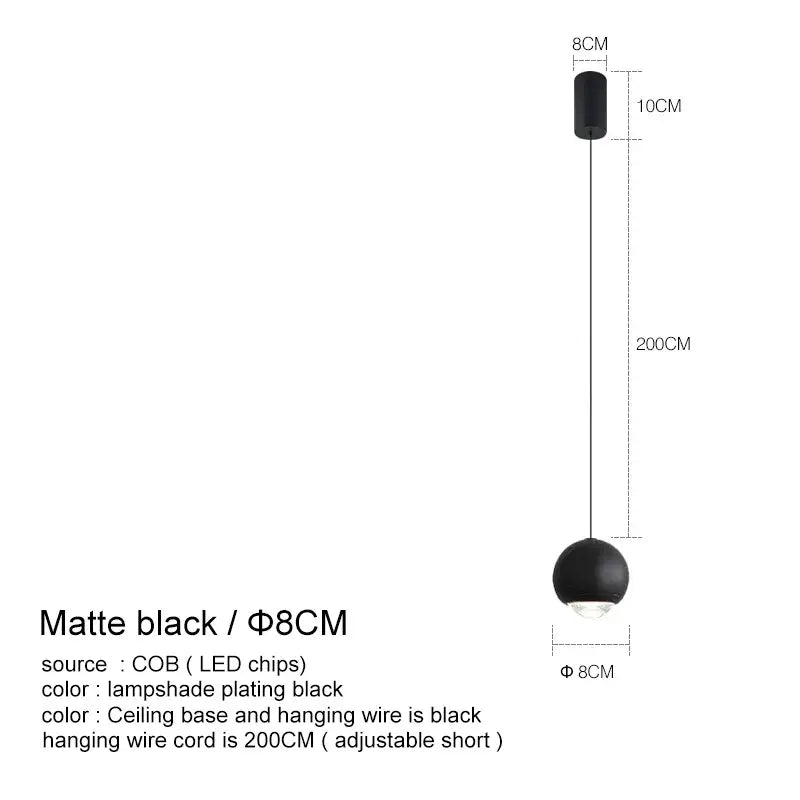 Modern chrome led chandelier bedroom spherical pendant light